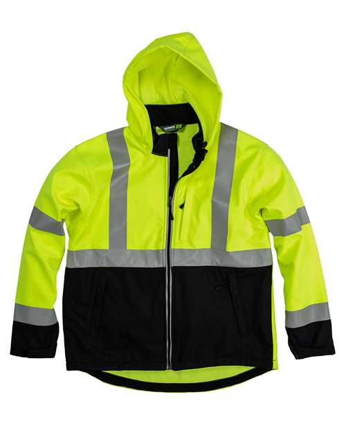 Men's Hi-Vis Class 3 Hooded Soft Shell Jacket – Front