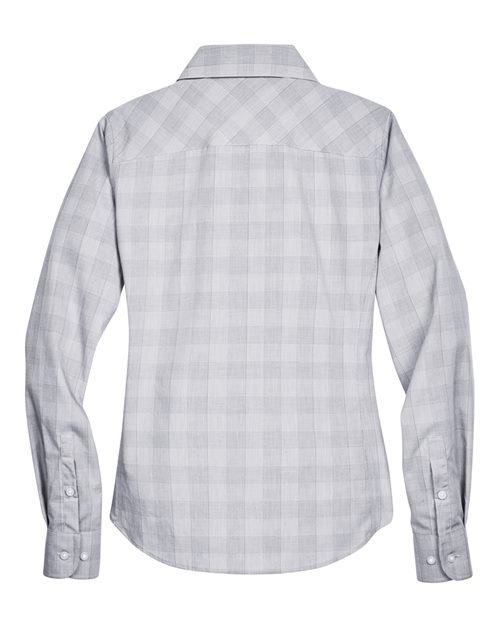 Women's Crown Collection® Glen Plaid Woven Dress Shirt – Back