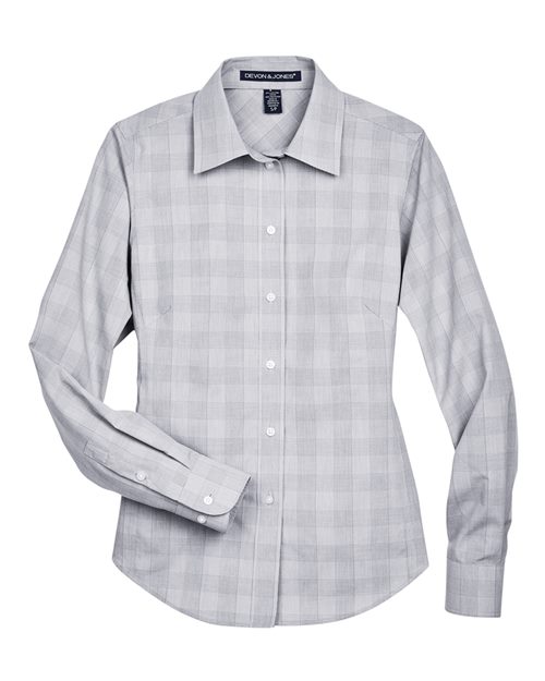 Women's Crown Collection® Glen Plaid Woven Dress Shirt – Front