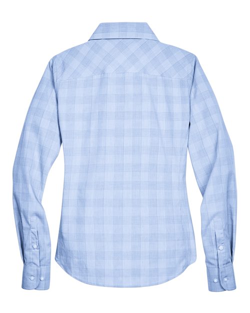 Women's Crown Collection® Glen Plaid Woven Dress Shirt – Back