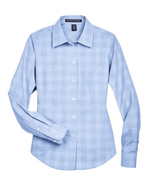Women's Crown Collection® Glen Plaid Woven Dress Shirt – Front