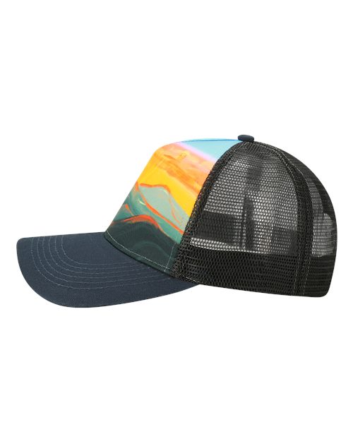 Printed Five-Panel Trucker Cap – Detail