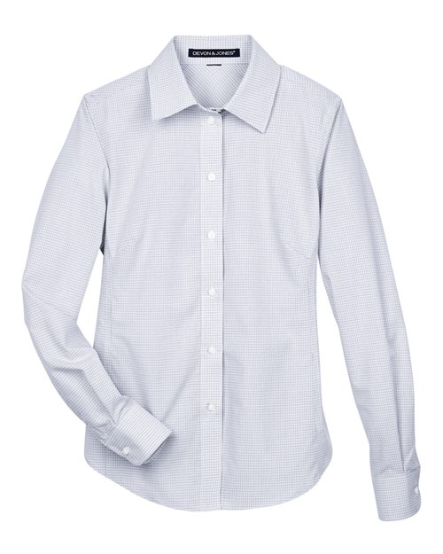Women's Crown Collection® Micro Tattersall Woven Dress Shirt – Front