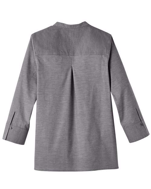 Women's Crown Collection® Stretch Pinpoint Chambra Three-Quarter Sleeve Shirt – Back
