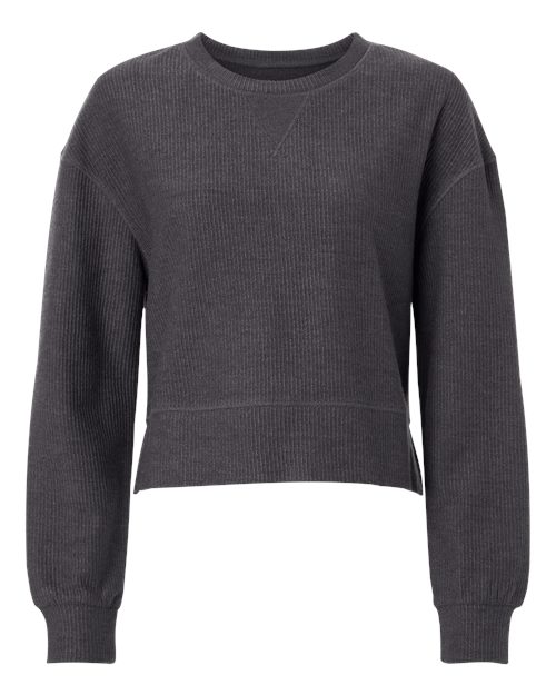 Women's Rib Knit Corded Boxy Crewneck Sweatshirt – Front