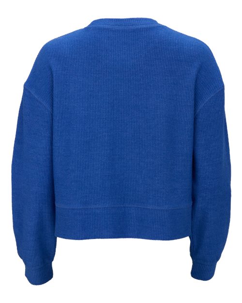 Women's Rib Knit Corded Boxy Crewneck Sweatshirt – Back