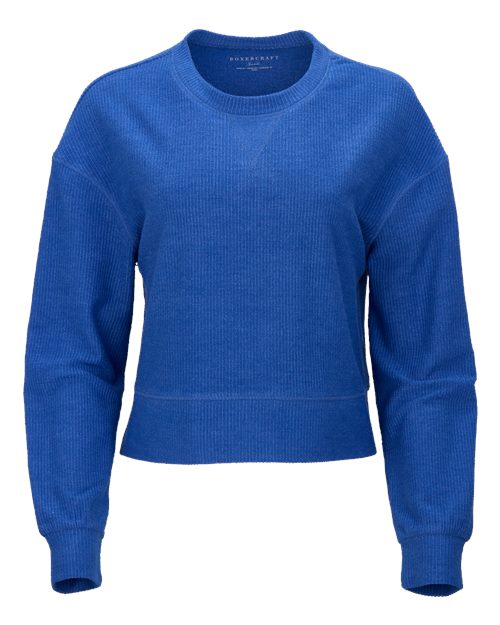 Women's Rib Knit Corded Boxy Crewneck Sweatshirt – Front
