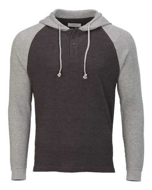 Unisex Waffle Knit Pullover Hooded Long Sleeve T-Shirt – Front
