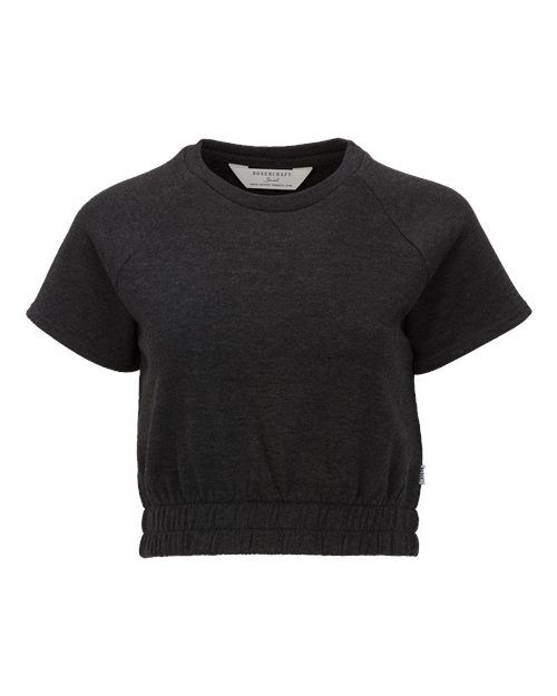 Women's French Terry Short Sleeve Cropped Crewneck Sweatshirt – Front