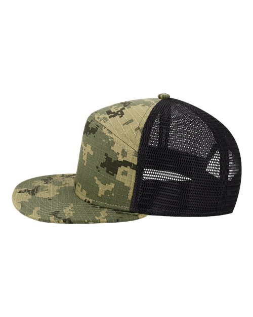 Hopback Seven-Panel Trucker Cap – Detail