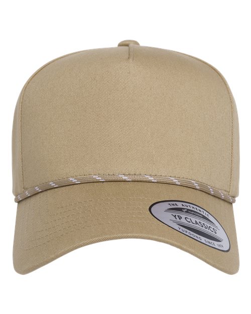 Retro Cotton Blend Five-Panel Rope Cap