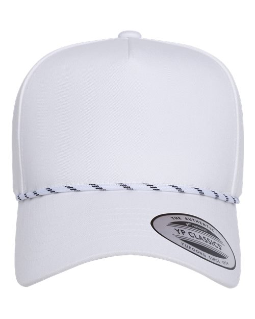 Retro Cotton Blend Five-Panel Rope Cap – Front