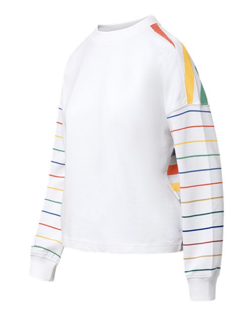 Women's Mood & Vibe™ Shira Striped Crewneck Sweatshirt – Detail