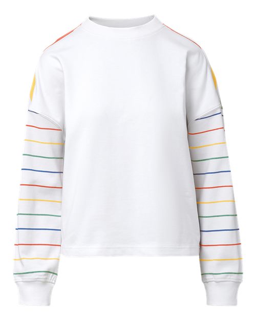 Women's Mood & Vibe™ Shira Striped Crewneck Sweatshirt – Front