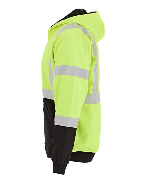 Men's Tall Hi-Vis Class 3 Color Block Full-Zip Hooded Sweatshirt – Detail