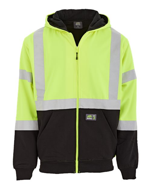 Men's Tall Hi-Vis Class 3 Color Block Full-Zip Hooded Sweatshirt – Front