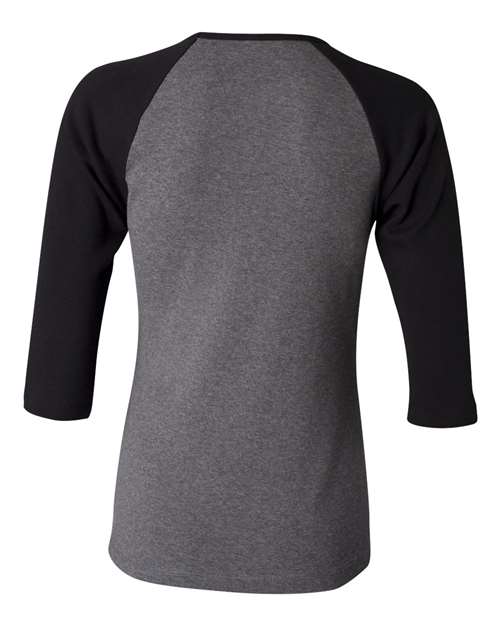 Women’s 1X1 Baby Rib Raglan Three-Quarter Sleeve Tee – Back