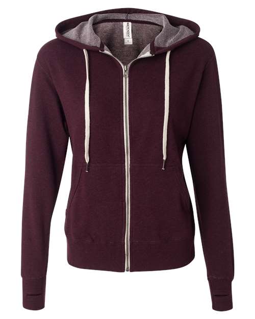 Unisex Heathered French Terry Full-Zip Hooded Sweatshirt – Front