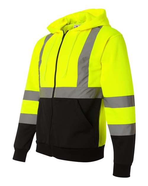 Unisex Hi-Vis Full-Zip Hooded Sweatshirt – Side