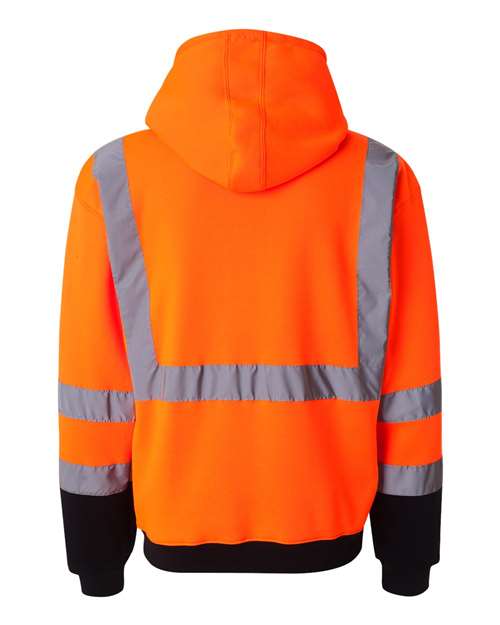 Unisex Hi-Vis Full-Zip Hooded Sweatshirt – Back