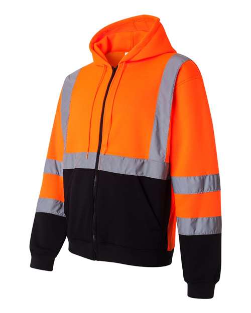 Unisex Hi-Vis Full-Zip Hooded Sweatshirt – Side