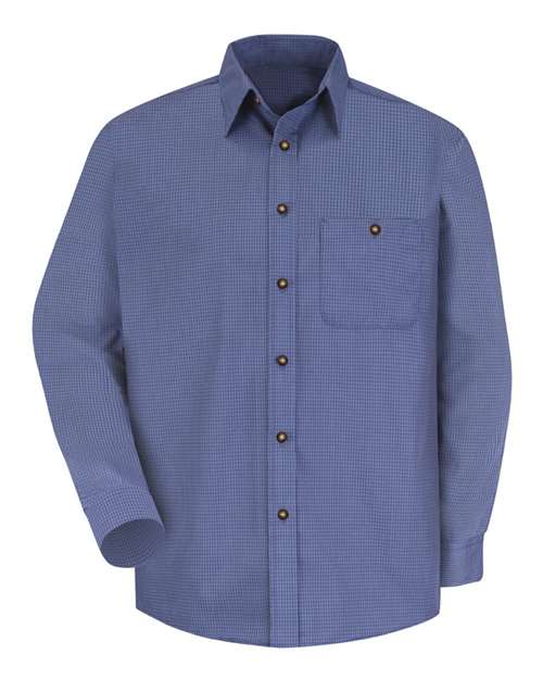 Men's Mini-Plaid Uniform Long Sleeve Shirt