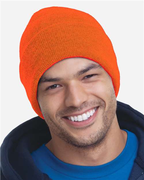 USA-Made 12'' Knit Cuffed Beanie – Side