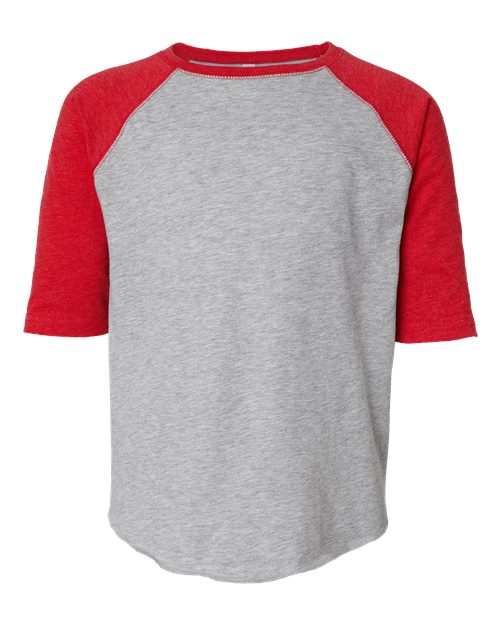 Youth Baseball Fine Jersey Three-Quarter Sleeve Tee – Front
