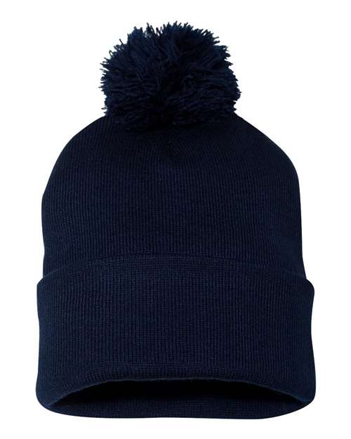 12" Pom-Pom Cuffed Beanie – Back