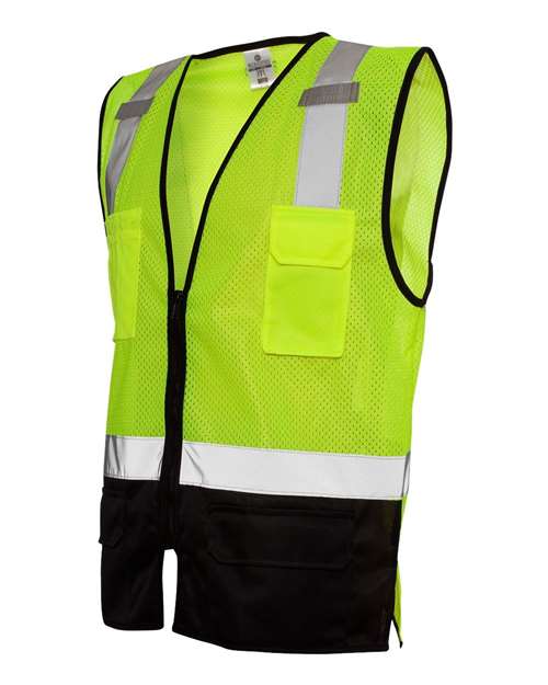 Unisex Black Bottom Mesh Class 2 Vest – Side