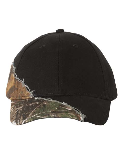 Licensed Camo with Barbed Wire Embroidery Cap – Front