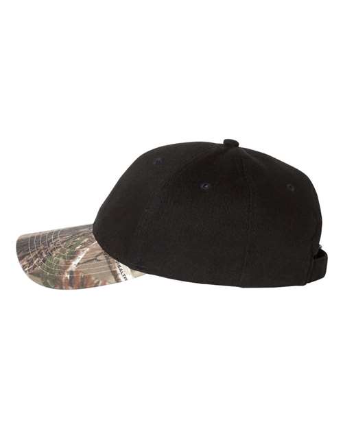 Solid Crown with Camo Bill Cap – Detail