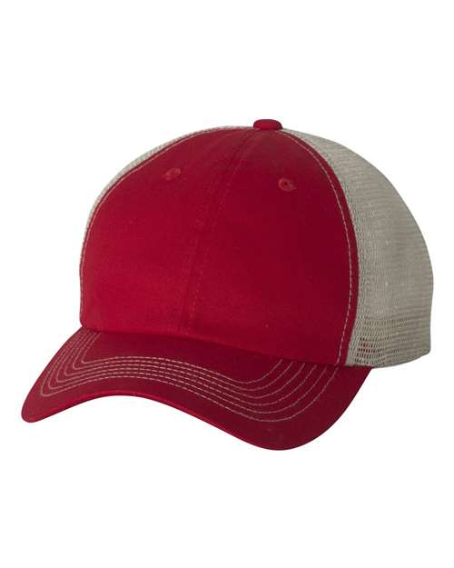 Contrast-Stitch Mesh-Back Cap – Front