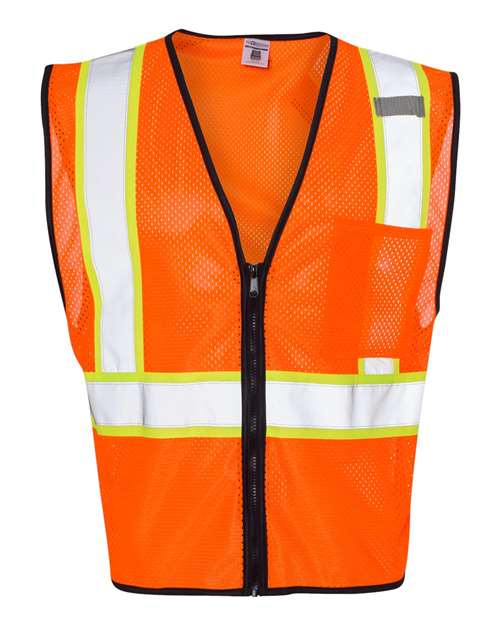 Unisex Economy Contrasting Vest with Zippered Front – Front