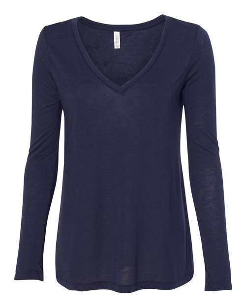 Women's Flowy Long Sleeve V-Neck Tee – Front