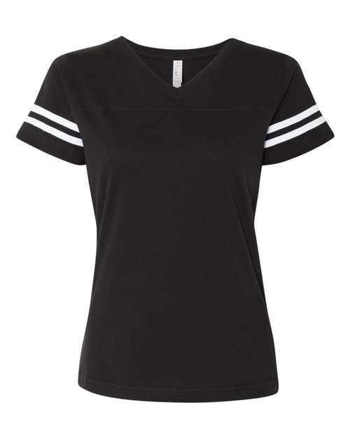 Women's Football V-Neck Fine Jersey Tee – Front