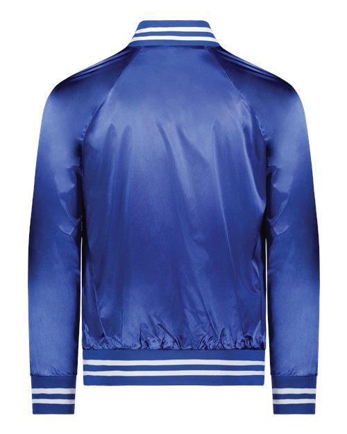 Unisex Satin Baseball Jacket Striped Trim – Back