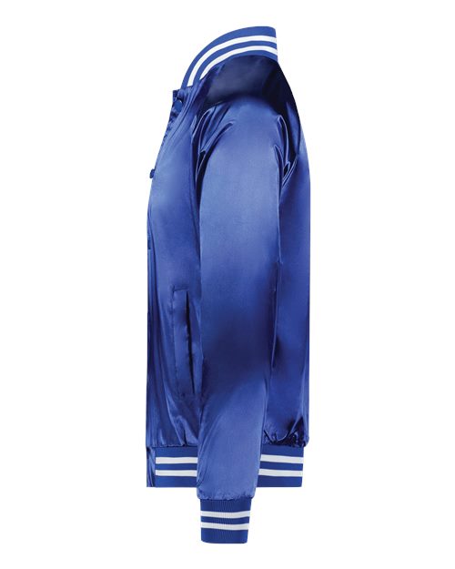 Unisex Satin Baseball Jacket Striped Trim – Detail