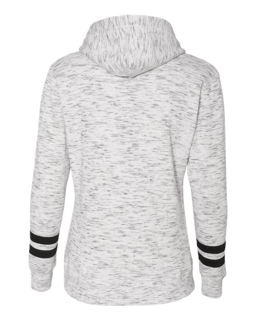Women’s Mélange Fleece Striped-Sleeve Hooded Sweatshirt – Back