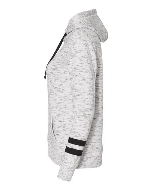 Women’s Mélange Fleece Striped-Sleeve Hooded Sweatshirt – Detail