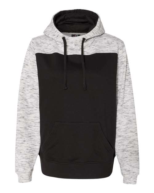 Men's Mélange Fleece Colorblocked Hooded Sweatshirt – Front