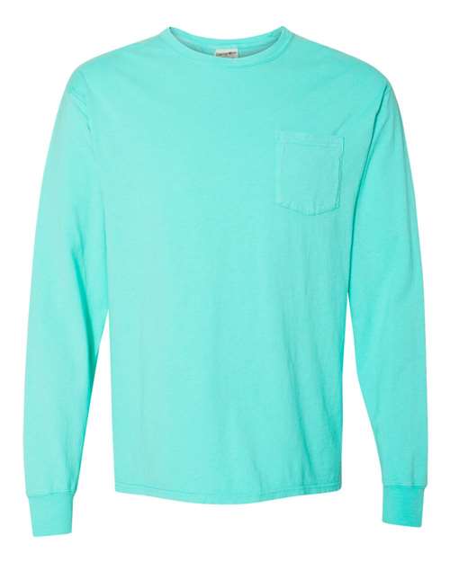 Unisex Garment-Dyed Long Sleeve T-Shirt With a Pocket – Front