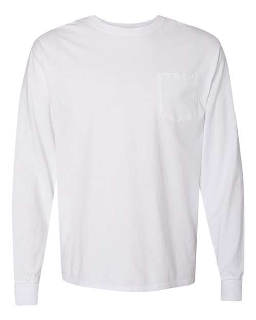 Unisex Garment-Dyed Long Sleeve T-Shirt With a Pocket – Front