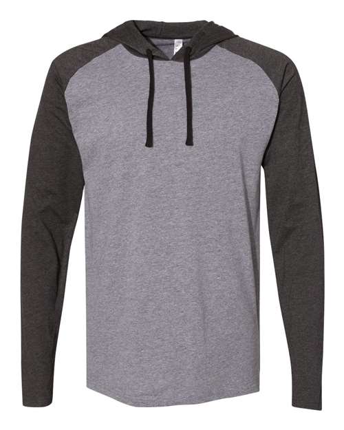 Unisex Fine Jersey Hooded Long Sleeve Raglan Tee – Front