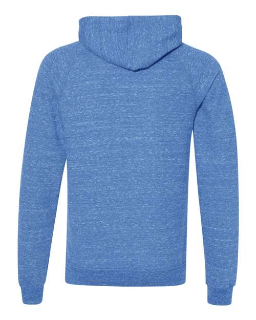 Unisex Snow Heather French Terry Raglan Hooded Sweatshirt – Back