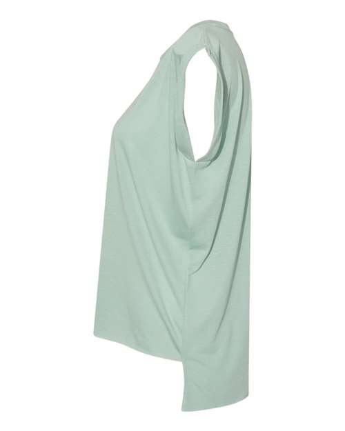 Women’s Flowy Rolled Cuffs Muscle Tee – Detail