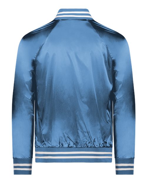 Unisex Satin Baseball Jacket Striped Trim – Back