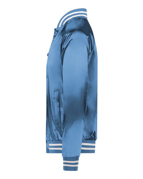 Unisex Satin Baseball Jacket Striped Trim – Detail
