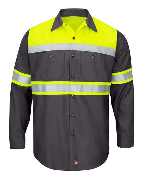 Men's Hi-Visibility Colorblock Ripstop Long Sleeve Work Shirt – Front