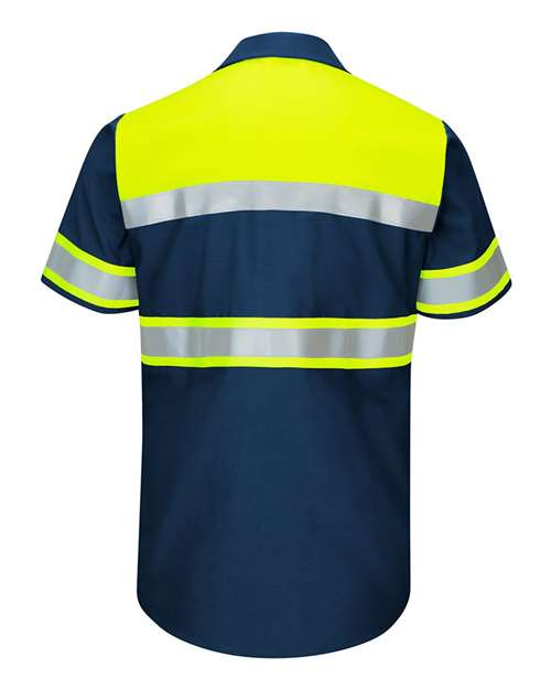 Men's Hi-Visibility Colorblock Ripstop Short Sleeve Work Shirt – Back